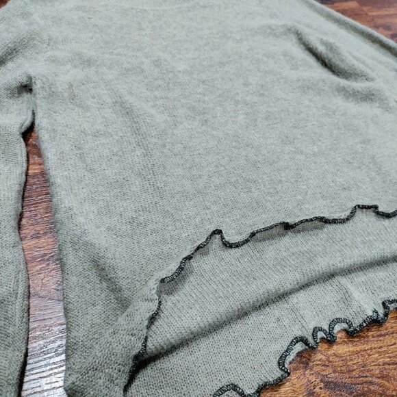 ZARA Wool Alpaca Blend Lightweight Base Layer Ruffled Hem Sweater Women's Small - Picture 5 of 10